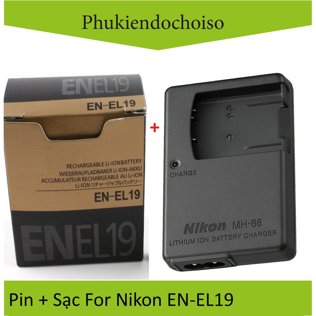 Bộ pin sạc thay thế 1 Pin 1 Sạc máy ảnh Nikon EN-EL19