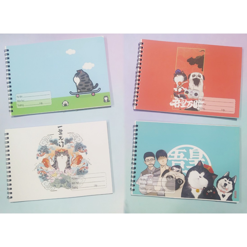 Vở vẽ hoàng thượng mèo lò xo A5 VV5I8 20 tờ hoạt hình cute dễ thương