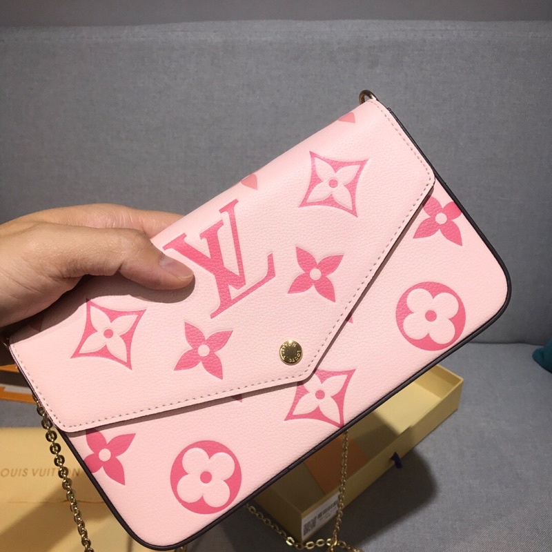 Túi ví đeo chéo LV Louis Vuitton màu hồng pastel họa tiết Monogram hiện đại cao cấp
