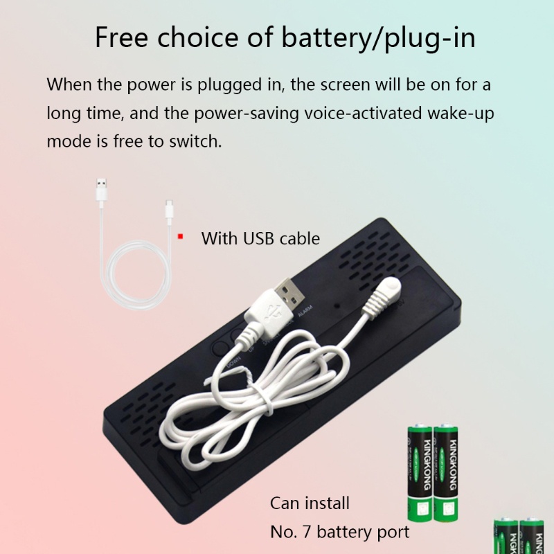 Đồng hồ báo thức điện tử có đèn điều khiển bằng âm thanh để bàn thông minh tiện lợi