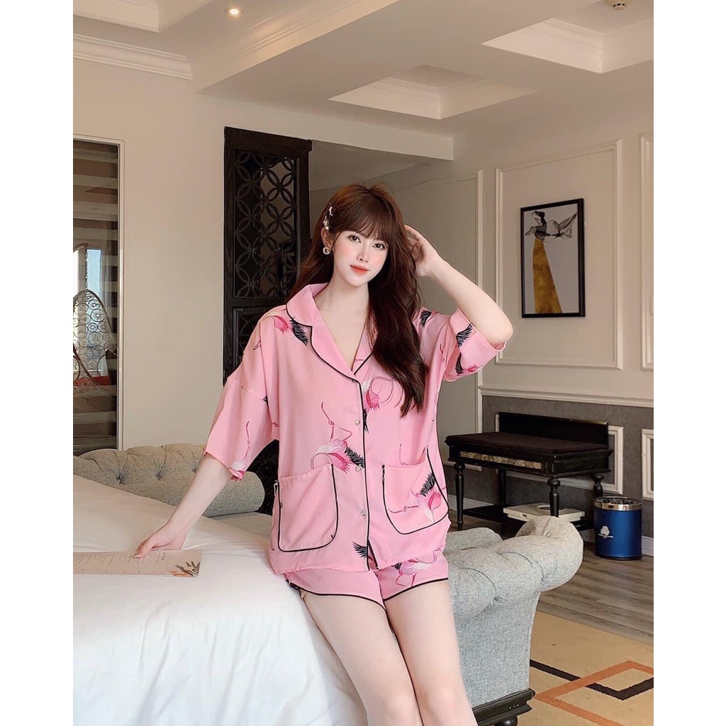 [Siêu rẻ] Set đồ ngủ dơi quần đùi mới - pijama tay cánh dơi quần cọc lụa Mango