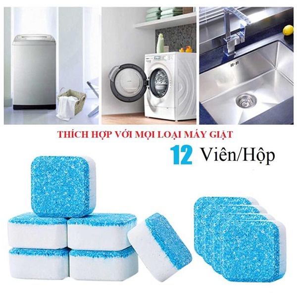 Vệ sinh lồng máy giặt sạch sẽ, giệt khuẩn (hộp 12 viên)