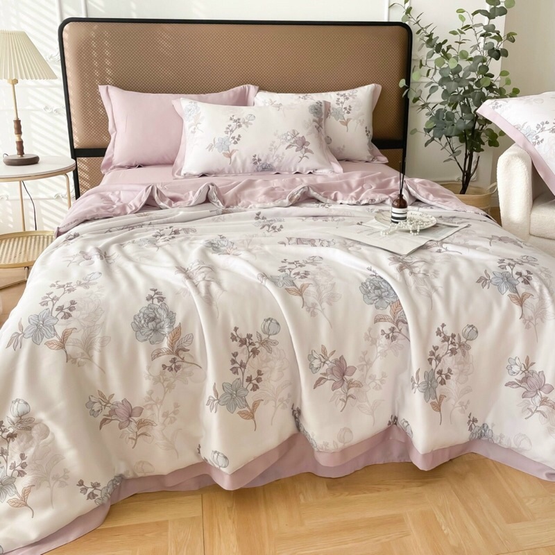 Bộ ga lụa tencel Cao cấp mát kèm chăn