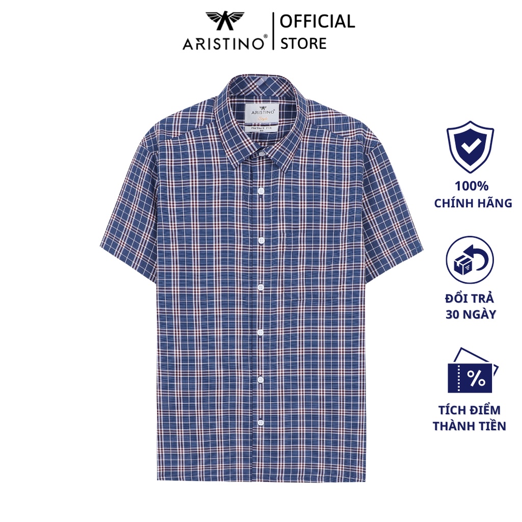 Áo sơ mi ngắn tay nam ARISTINO phom Perfect Fit suông rộng, chất liệu sợi sen thiên nhiên mềm mại  - ASS029S2