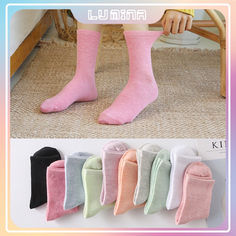 Tất cao cổ vớ nữ màu trơn Basic chất liệu co giãn 4 chiều thông thoáng thấm hút mồ hôi thích hợp mùa hè LUMINA T102