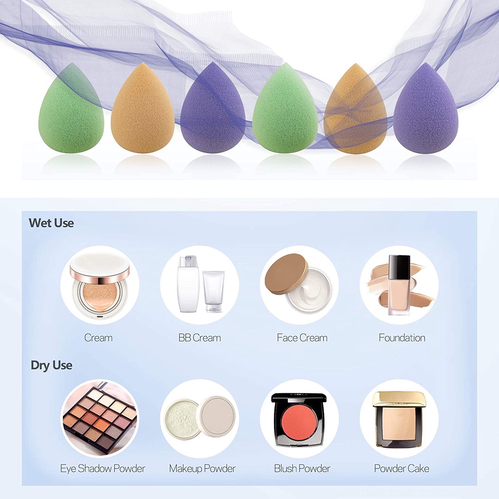 Bộ 5 Mút Tán Kem Nền / Bông Mút Trang Điểm Mềm Mại Không Chứa Latex Dùng Để Trang Điểm