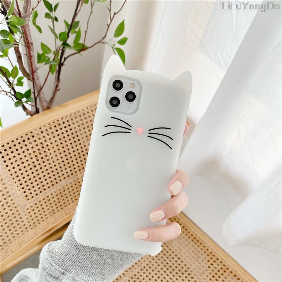 Ốp Điện Thoại Silicon Mềm Họa Tiết Mèo Hoạt Hình Cho iPhone 7 8 Plus X XR XS 11 12 13 14 Pro Max SE 2020