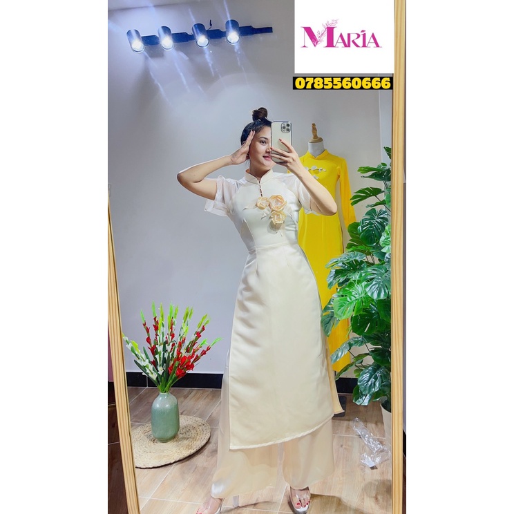 [𝐌𝐀𝐑𝐈𝐀] ÁO DÀI CÁCH TÂN ĐÍNH HOA CAO CẤP