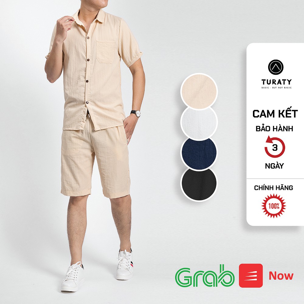 Bộ Đũi Nam Cao Cấp TURATY, Chất Liệu Đũi Xước LINEN, Áo Có Cổ Tay Xắn Tinh Tế, Túi Ngực Lịch Sự Hè 2021