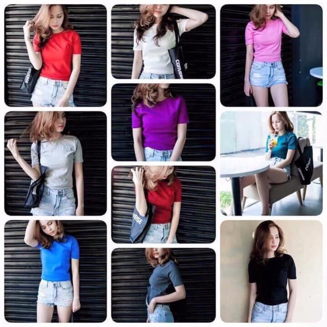 Áo thun gân tay ngắn form thường | BigBuy360 - bigbuy360.vn