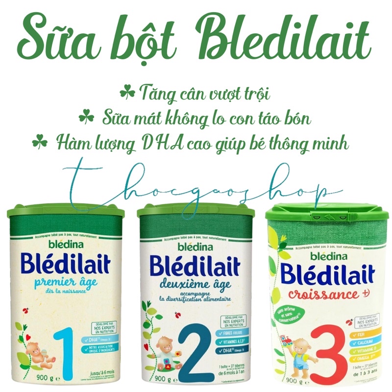 Sữa bột Bledilait đủ số 400gr và 900gr chuẩn Pháp sữa mát, tăng cân vượt trội