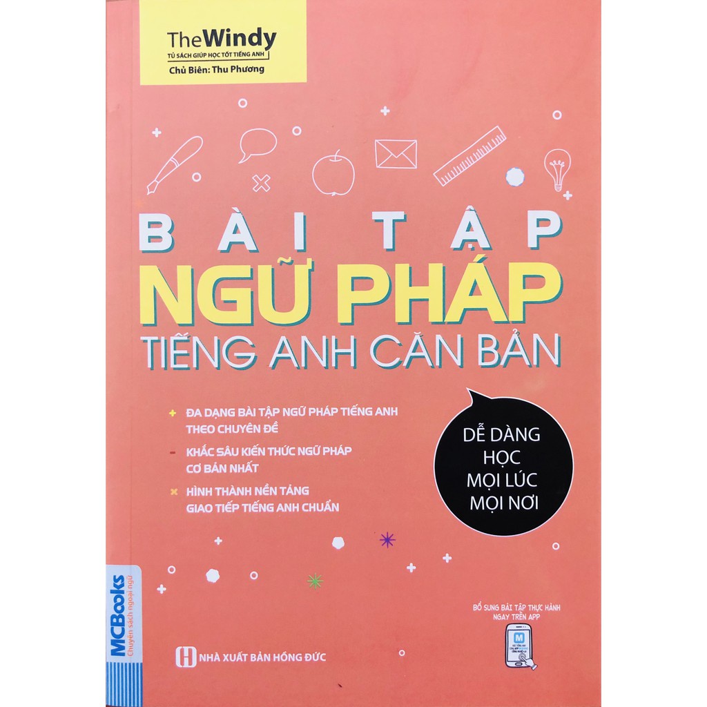 Sách - Bài Tập Ngữ Pháp Tiếng Anh Căn Bản (Bìa Cam) + tặng kèm Bookmark