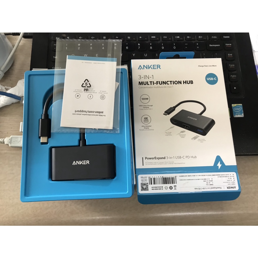 Hub chia Anker type C  3in1 Type C + USB 3.0 + HDMI A8339