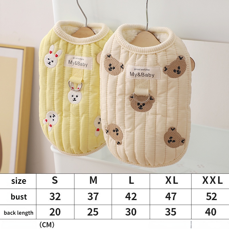 Áo Khoác Giữ Ấm Dày Dặn Thêu Hình Gấu Bông Cho Thú Cưng