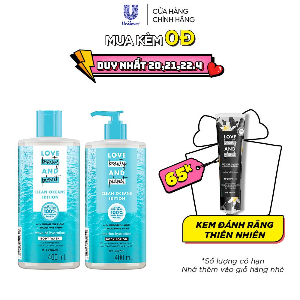 Combo Love Beauty And Planet Đại dương cấp ẩm sữa tắm và sữa dưỡng thể 400ml/chai