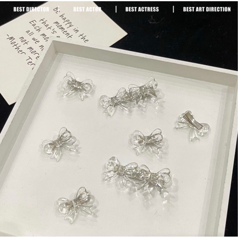 Kẹp tóc mỏ vịt đính một nơ/ hai nơ tuỳ chọn thiết kế đơn giản dễ thương cho nữ