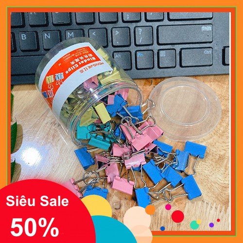-Hộp  Kẹp Bướm Màu 15mm-Kẹp Bấm Giấy