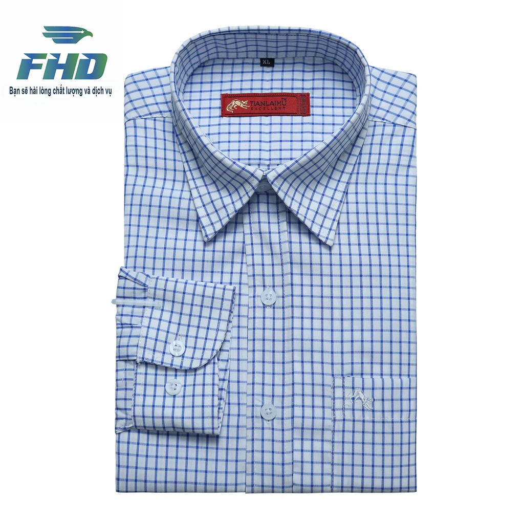 Áo Sơ Mi Nam Tay Dài Chất Vải Dày Dặn Họa Tiết Kẻ Sọc Giá Tốt Bền Màu FHDA005