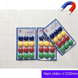Vỉ nam châm đính bảng D20mm các màu