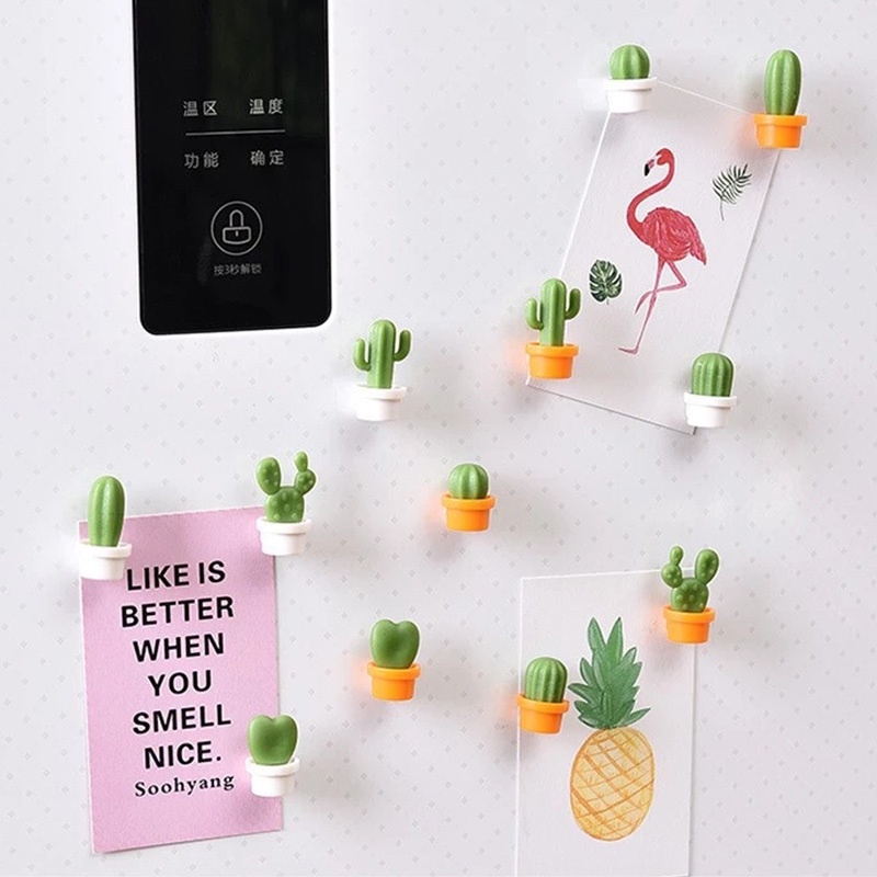 Set 6 Miếng Dán Hình Cây Xương Rồng 3D Dễ Thương Dùng Để Nhắc Nhở Các Món Ăn Trong Nhà Bếp Tiện Dụng