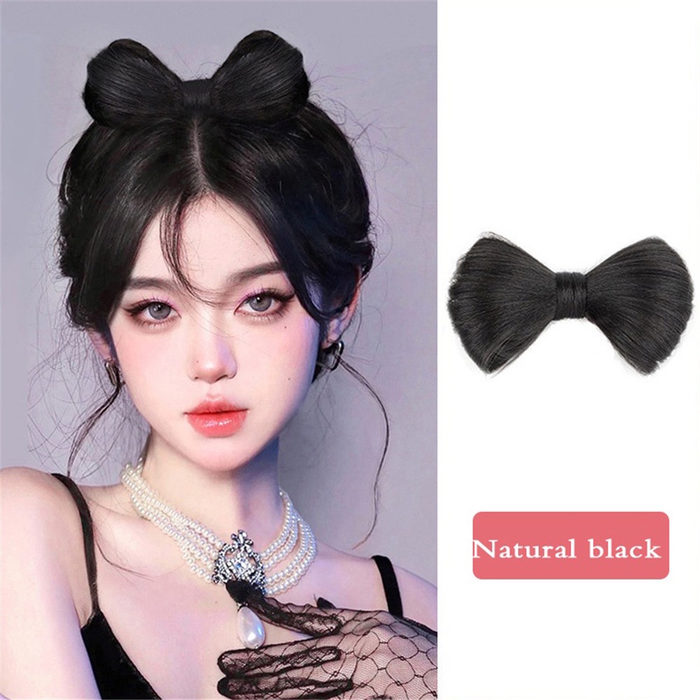 1 Tóc Giả Qipin y2k Thắt Nơ Xinh Xắn Cho Nữ Búi Tóc Giả Thắt Nơ Bằng Sợi Tổng Hợp