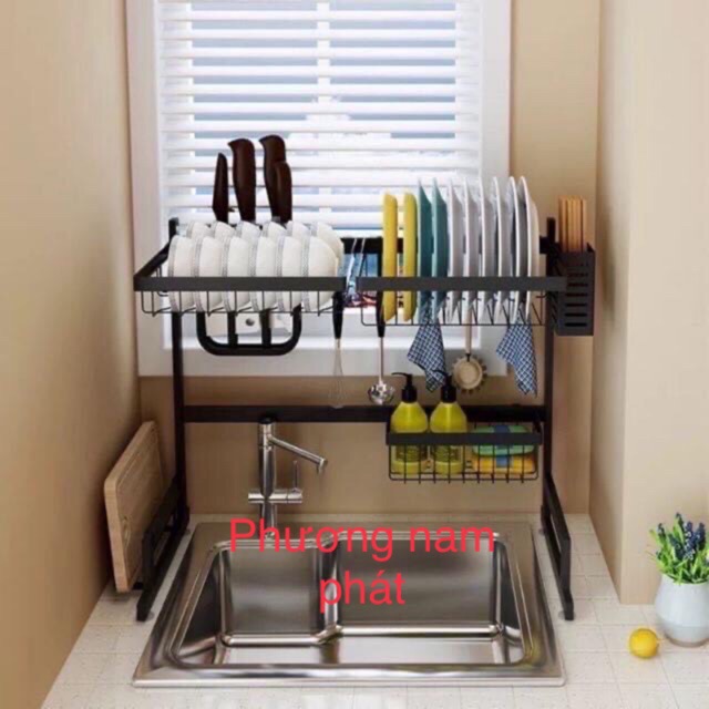[GIÁ SỈ CHẠY SỐ LƯƠNG}KỆ 65CM đen Kệ Chén Đa Năng LEKUTE INOX ĐẶT TRÊN THÀNH CHẬU 1 HỘC THÔNG MINH TIỆN LỢI