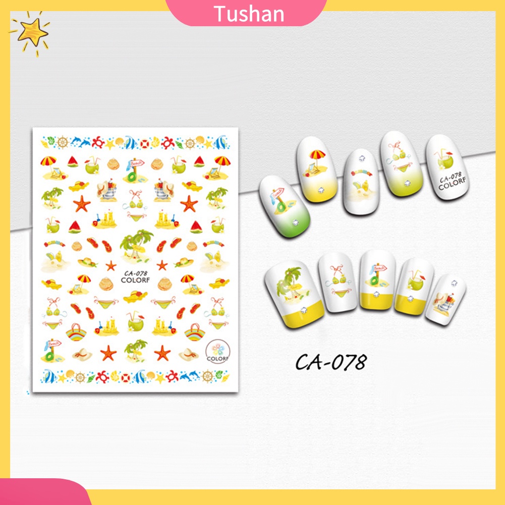 Lá Poster Trái cây Phong Tháp Nail Sticker Phụ nữ Truyền nước Nghệ thuật Trang trí Decal