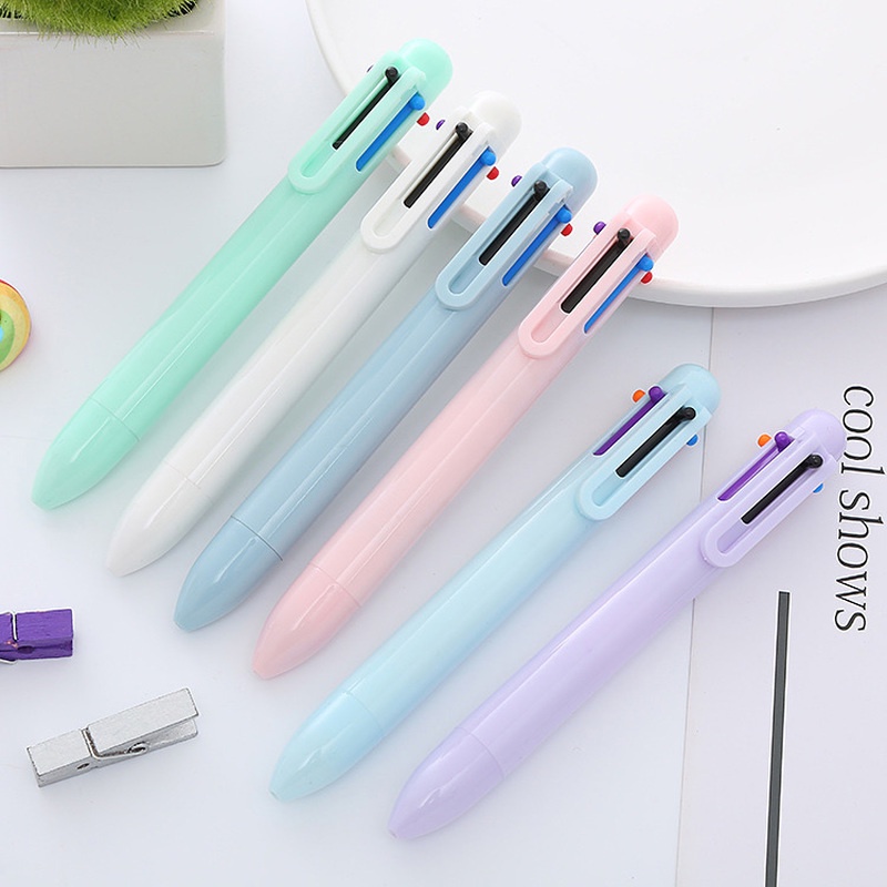 Bút Bi Bấm Mực Bấm 6 Màu Sắc Ngòi 0.5mm Sáng Tạo Cho Học Sinh
