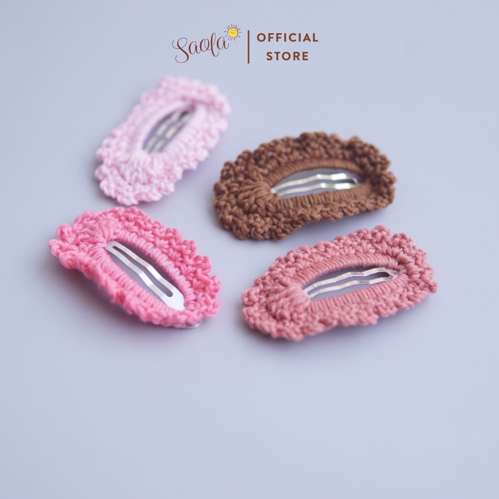 Kẹp tóc Mái Đan Len Đơn Sắc Handmade Cho Bé Phong Cách Hàn Quốc Xinh Xắn SAOLA KIDS CLOTHING HP011