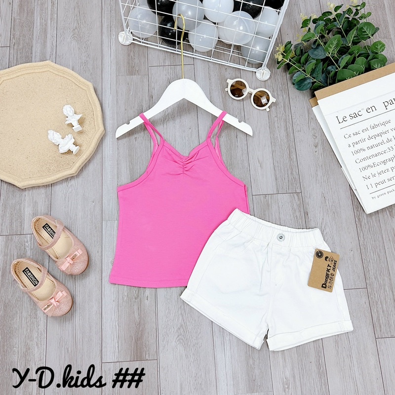 bộ 2 dây quần trắng phong cách cho bé gái - b2dqt
