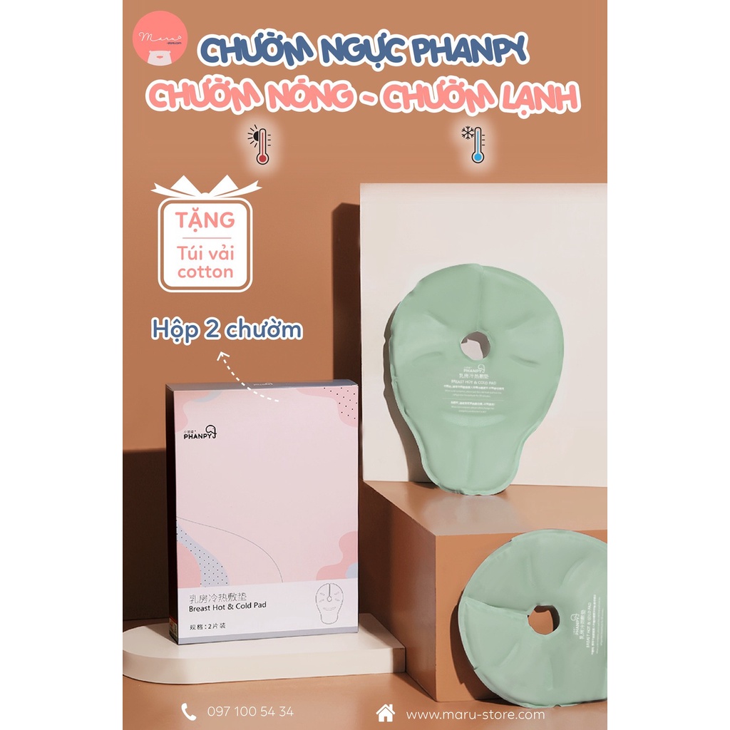 [Bộ 2 túi] Túi gel chườm ngực nóng lạnh - 2 cái (tặng túi vải) PHANPY