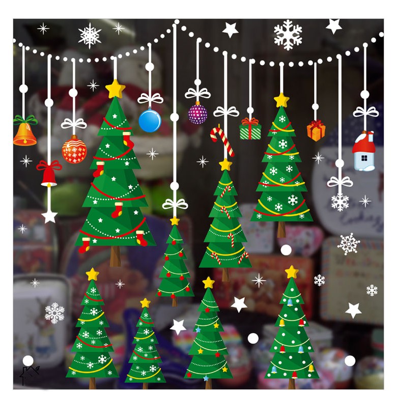 Tranh Decal Dán Kính Trang Trí Cây Thông Giáng Sinh Merry Christmas 01 DOKEY99