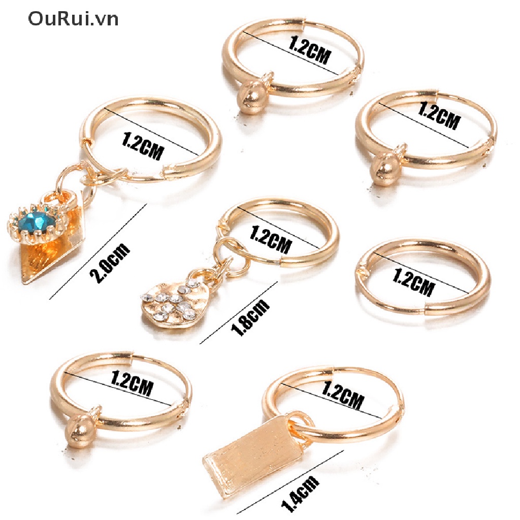 Set 7 Khuyên Tai Đính Đá Pha Lê Phong Cách punk