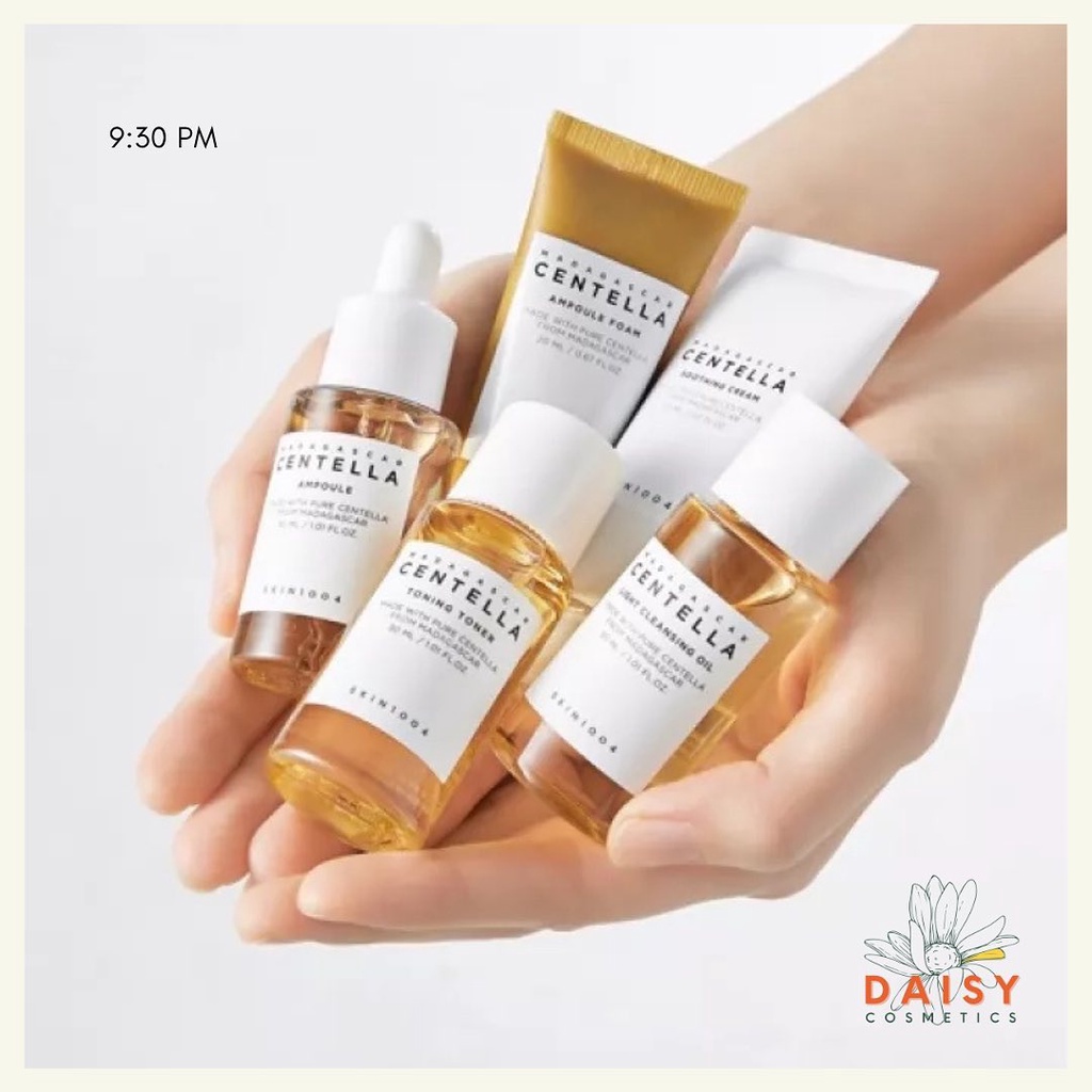 Bộ chăm sóc da, skincare, dưỡng da mặt trắng dành cho da dầu mụn  Skin1004 Madagascar Centella set 5 món (bongcase)