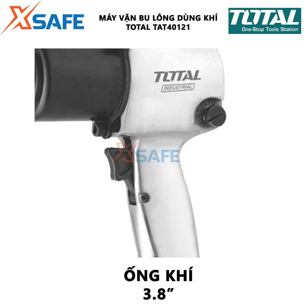 Máy siết bulong khí nén TOTAL TAT40121 đầu vặn vuông 12.5mm(1/2&quot;), dài 185mm, đầu lọc khí 1/4&quot;, ống khí 3/8&quot; - xsafe