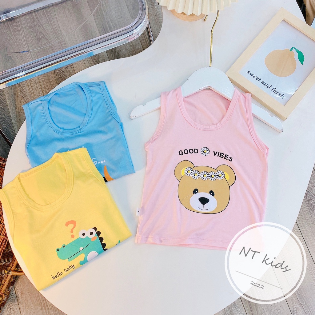 Áo Ba Lỗ Hoạt Hình Chất Thun Lạnh Nhiều Màu Sắc Cho Bé Trai, Bé Gái A002 - Umee Kids