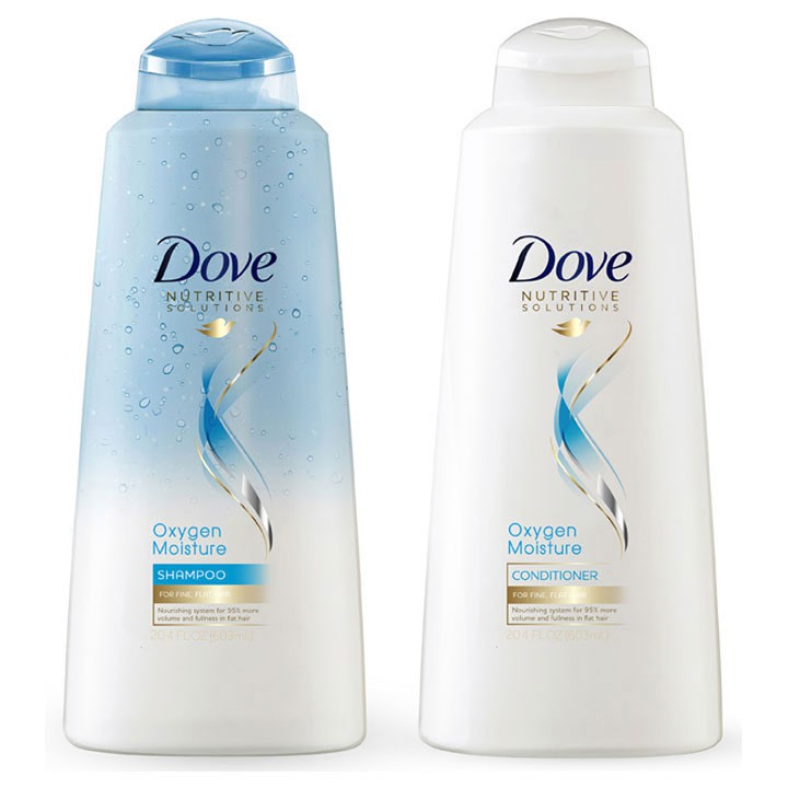 Bộ dầu gội + xả Dove Nutritive Solutions Oxygen Moisture, 2 x 603ml