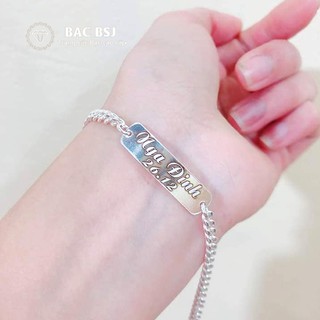Vòng tay bạc khắc tên theo yêu cầu. Bạc BSJ
