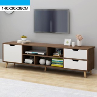 Kệ tivi phòng khách bằng gỗ 1m4 màu nâu, trắng, vàng - Tủ TV hiện đại nhiều ngăn decor nhà đẹp