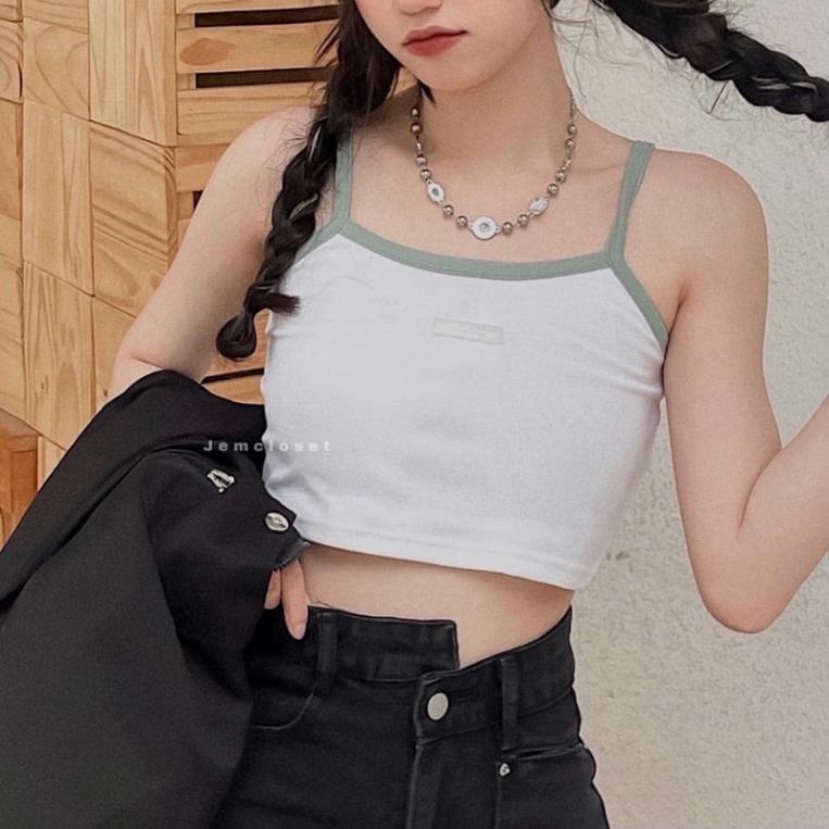 [Xả Kho] Áo 2 Dây Croptop Dáng Ống♥️ Áo Croptop Nữ Thêu WILL Chất Bo Gân Thiết Kế Basic Ôm Sát Body Lên Dáng Cực Xinh