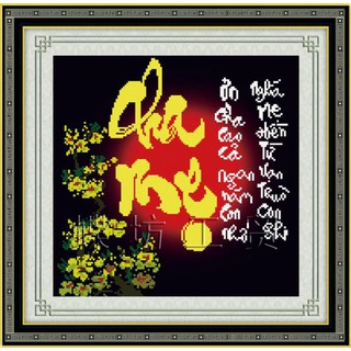 Tranh Thêu Chữ Thập Ơn Cha Cao Cả Ngàn Năm Con Nhớ, Nghĩa Mẹ Hiền Từ Vạn Thủa Con Ghi 222479 (KHÁCH TỰ THÊU) KT:39X38CM