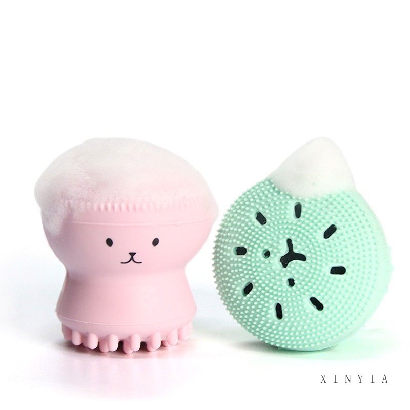 [Hàng mới về] Bàn chải rửa mặt silicon hình bạch tuộc cỡ nhỏ làm sạch lỗ chân lông