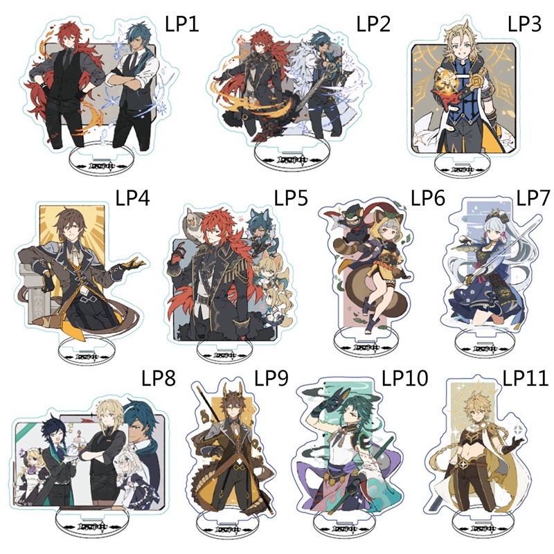 Mô hình các nhân vật trong Anime Genshin bằng acrylic dựng đứng để bàn trang trí