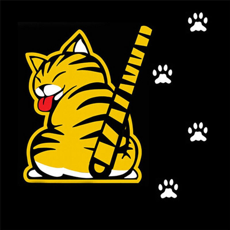 Decal hình mèo dán kính chắn gió đuôi xe vui nhộn cho xe ô tô