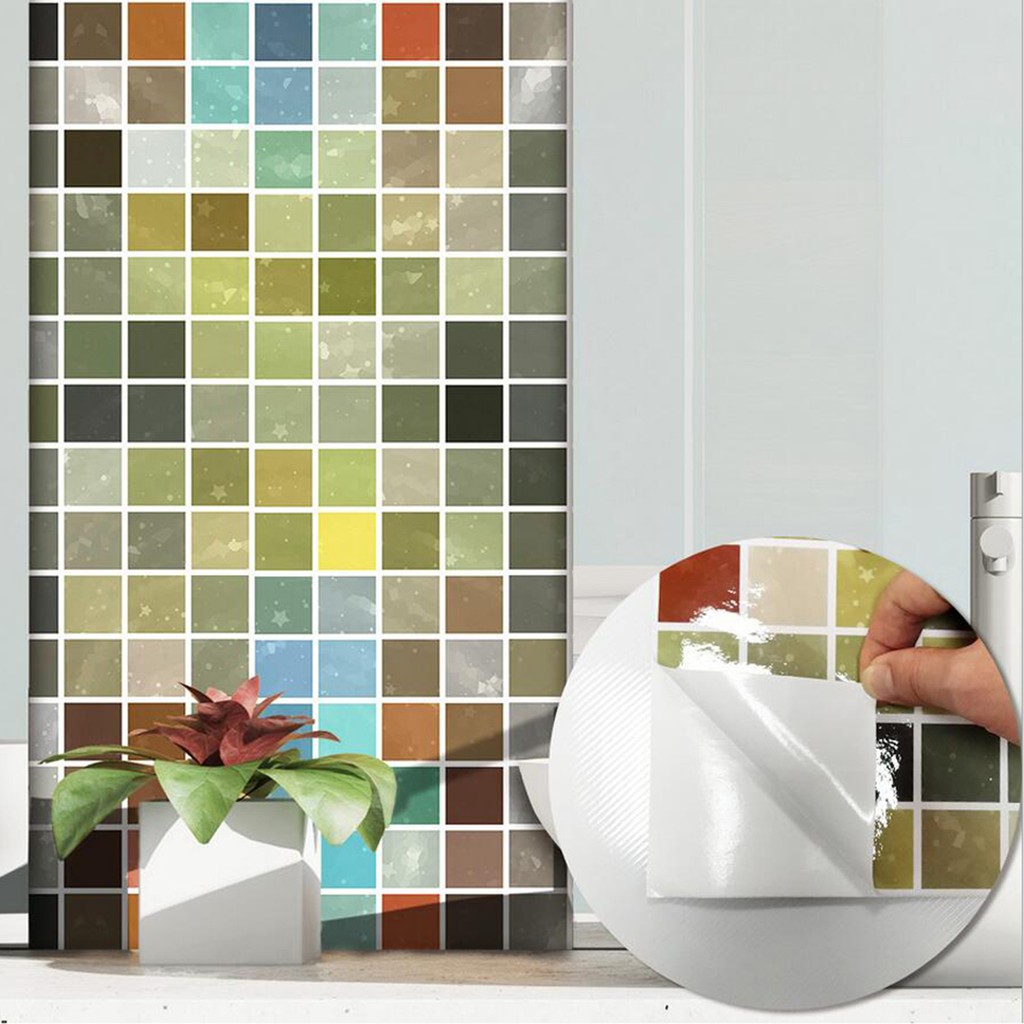 Giấy Dán Tường Chống Thấm Nước / Dầu Màu Vàng / Xanh Lá Nhạt Họa Tiết Mosaic