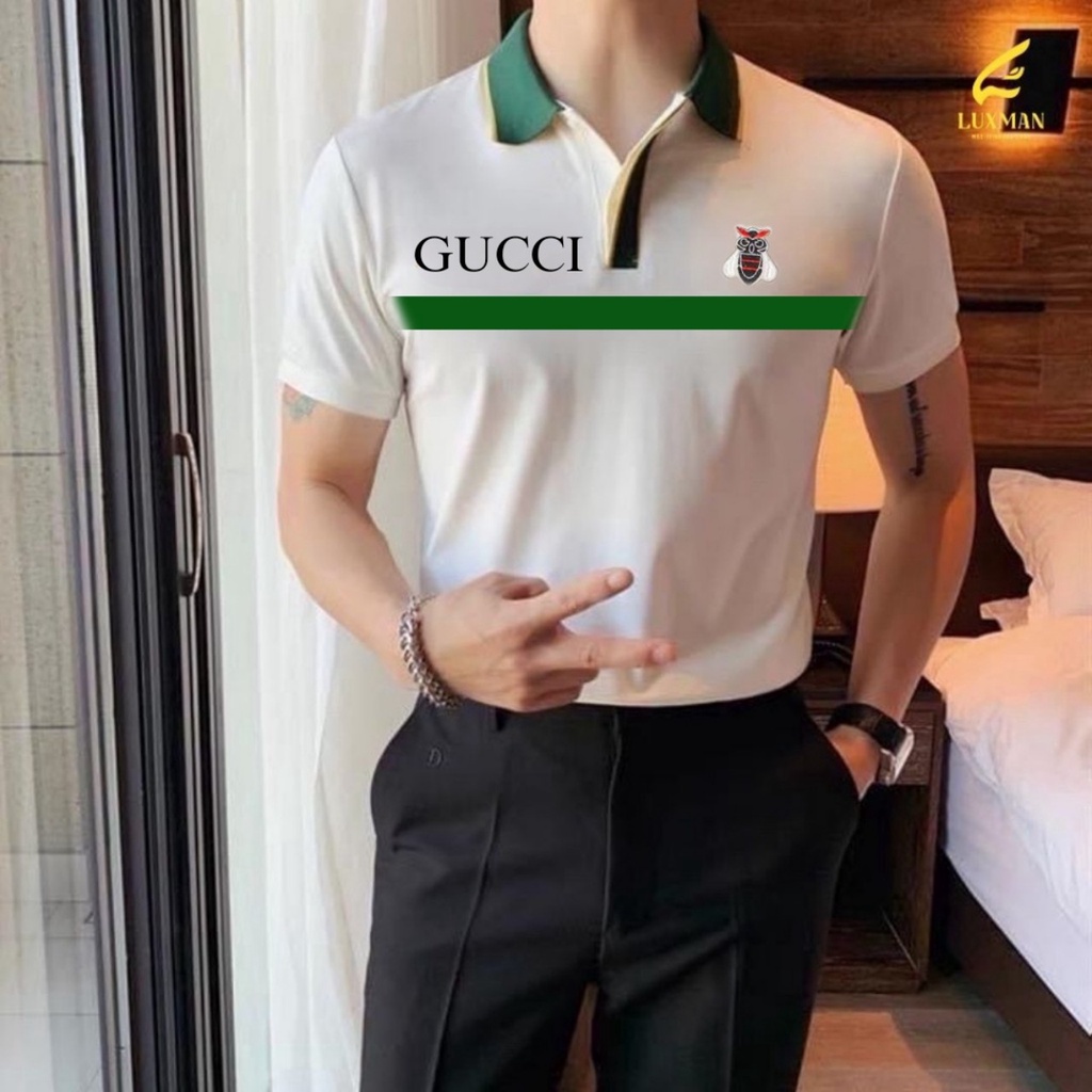 ÁO THUN POLO NAM HOẠ TIẾT GC ONG PHỐI SỌC NGANG XANH LÁ TRENDY