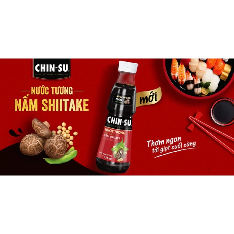 NƯỚC TƯƠNG CHINSU NẤM SHIITAKE CHAI 330ML/ NƯỚC TƯƠNG CHIN-SU