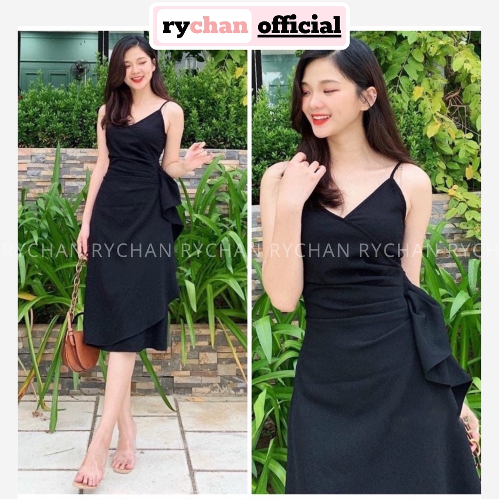 Đầm Nữ Dự Tiệc Form Dài Hai Dây Bèo Eo Cực Sang Chảnh Màu Đen [ẢNH THẬT CUỐI] - DX9756