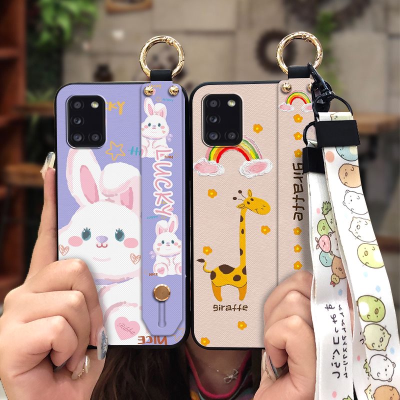 Ốp Điện Thoại Mềm In Hình Hoa Có Giá Đỡ Và Dây Đeo Cho Samsung Galaxy A31/SM-A315