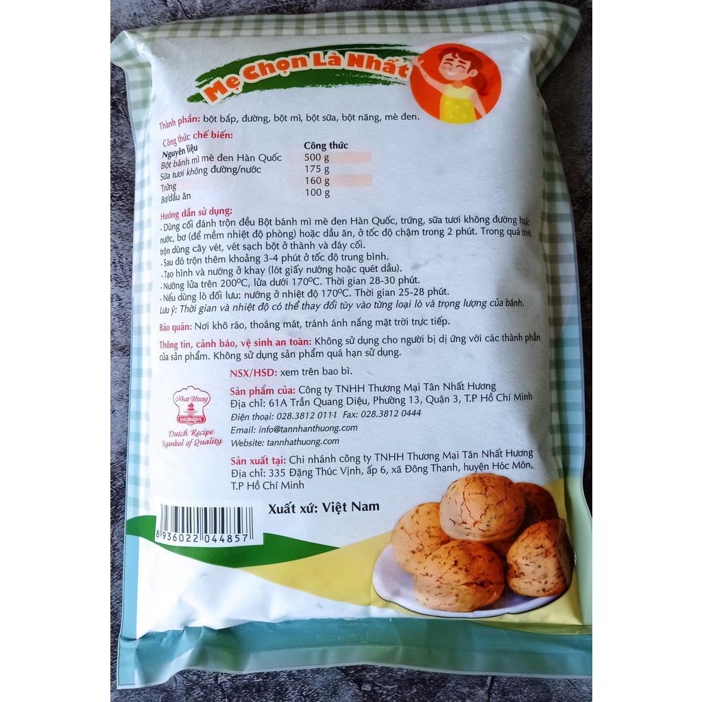 [Hàng mới về] Bột trộn sẵn Bánh Mì MÈ ĐEN Hàn Quốc MAMA'S CHOICE - Gói 500gr